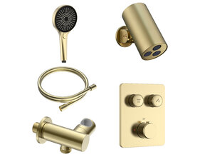 Regendoucheset inbouw Stria Cilinder SmartControl Plafond Mat Goud