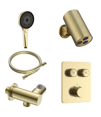 ALONI Regendoucheset inbouw Stria Cilinder SmartControl Plafond Mat Goud