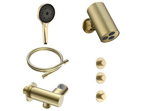 Regendoucheset inbouw Stria Cilinder 2-weg Mat Goud