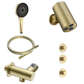 Regendoucheset inbouw Stria Cilinder 2-weg Mat Goud