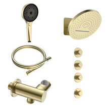 Regendoucheset inbouw Stria Tropical 3-weg Mat Goud