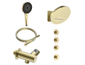 Regendoucheset inbouw Stria Tropical 3-weg Mat Goud