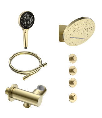 ALONI Regendoucheset inbouw Stria Tropical 3-weg Mat Goud