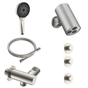 Regendoucheset inbouw Stria Cilinder 2-weg RVS