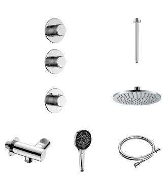 ALONI Regendoucheset inbouw Stria Rain 2-weg Plafond Chroom