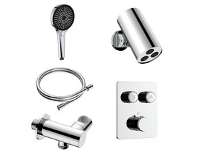 Regendoucheset inbouw Stria Cilinder SmartControl Plafond Chroom