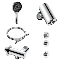 Regendoucheset inbouw Stria Cilinder 2-weg Chroom