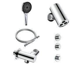 Regendoucheset inbouw Stria Cilinder 2-weg Chroom