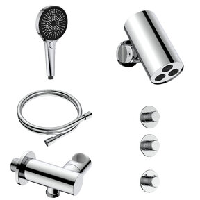 Regendoucheset inbouw Stria Cilinder 2-weg Chroom