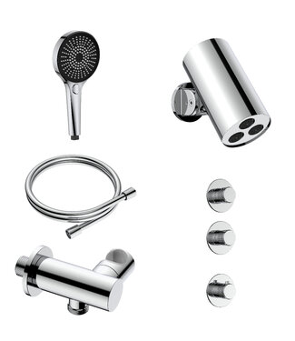 ALONI Regendoucheset inbouw Stria Cilinder 2-weg Chroom