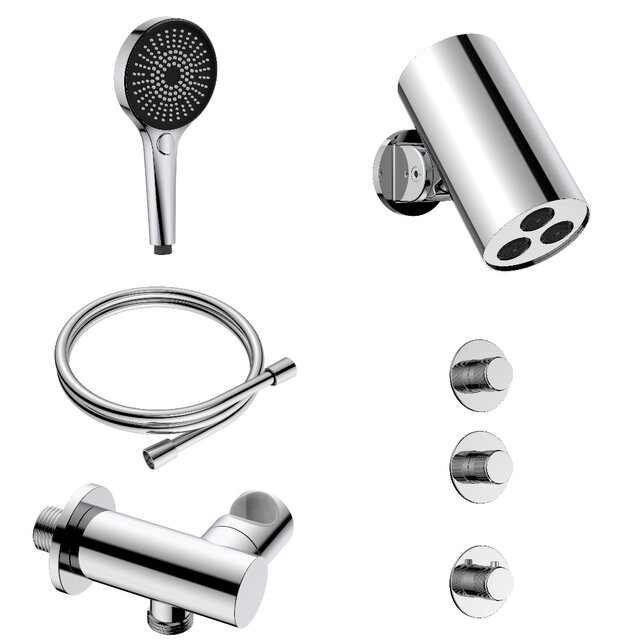 Regendoucheset inbouw Stria Cilinder 2-weg Chroom