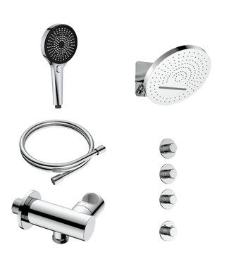 ALONI Regendoucheset inbouw Stria Tropical 3-weg Chroom