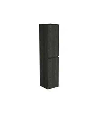 DutchLine Badkamerkast Lumiere Zwart Eiken 160x35x35cm MDF 2 Deuren Softclose Greeploos