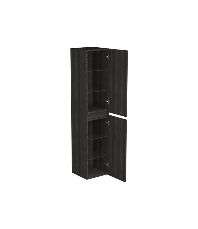 Badkamerkast Lumiere Zwart Eiken 160x35x35cm MDF 2 Deuren Softclose Greeploos