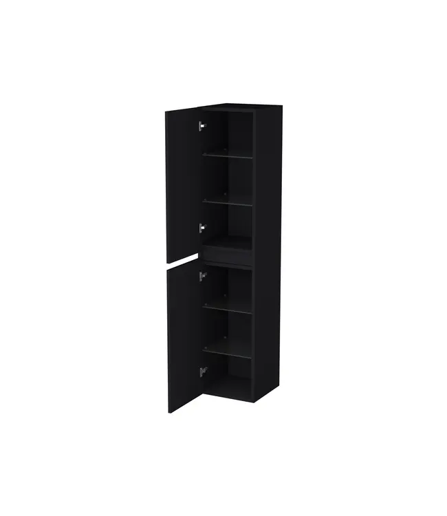 Badkamerkast Lumiere Mat Zwart 160x35x35cm MDF 2 Deuren Softclose Greeploos