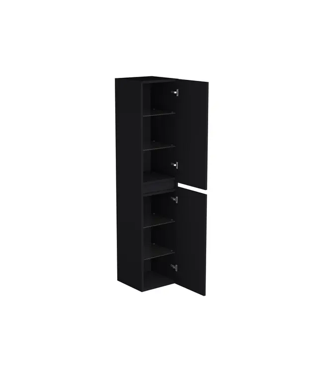 Badkamerkast Lumiere Mat Zwart 160x35x35cm MDF 2 Deuren Softclose Greeploos