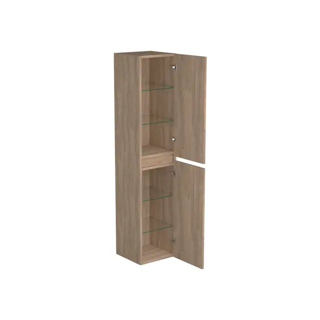 Badkamerkast Uludag Rustiek Eiken 160x35x35cm MDF 2 Deuren Softclose Greeploos