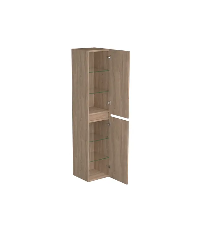 Badkamerkast Uludag Rustiek Eiken 160x35x35cm MDF 2 Deuren Softclose Greeploos