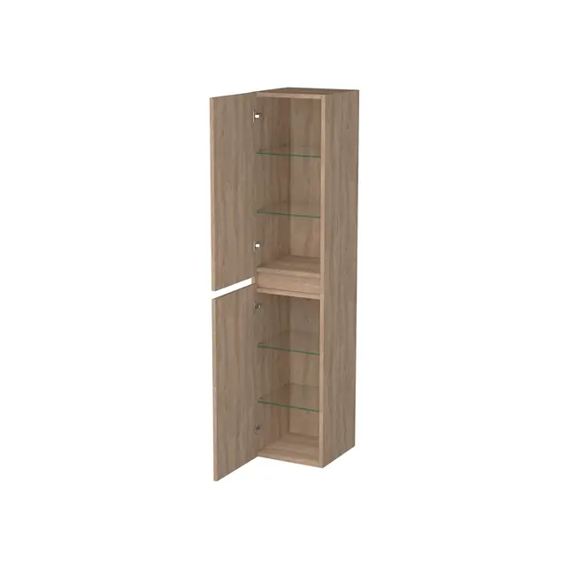 Badkamerkast Uludag Rustiek Eiken 160x35x35cm MDF 2 Deuren Softclose Greeploos