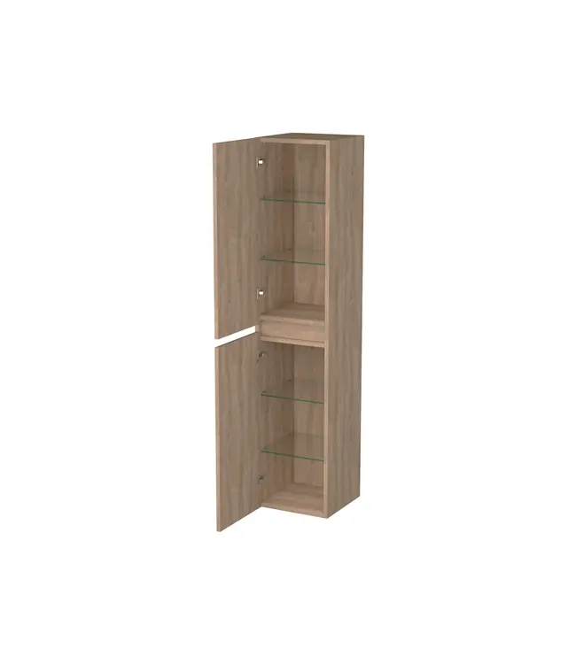 Badkamerkast Uludag Rustiek Eiken 160x35x35cm MDF 2 Deuren Softclose Greeploos