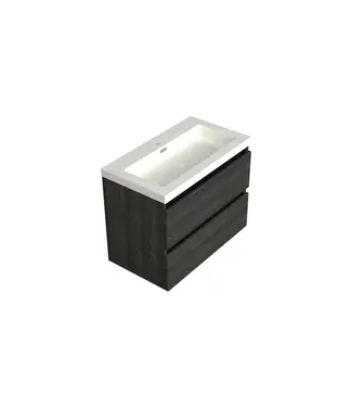 DutchLine Wastafelonderkast Lumiere Zwart Eiken - 80x45x58cm