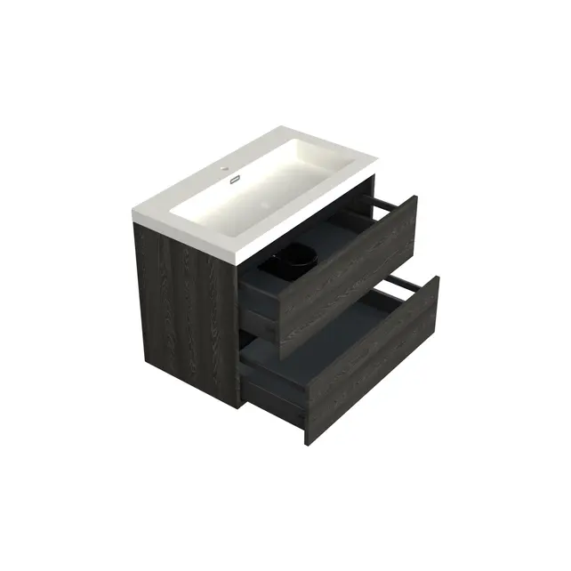 Wastafelonderkast Lumiere Zwart Eiken - 80x45x58cm