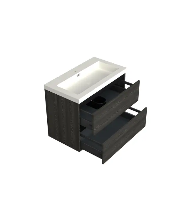 Wastafelonderkast Lumiere Zwart Eiken - 80x45x58cm