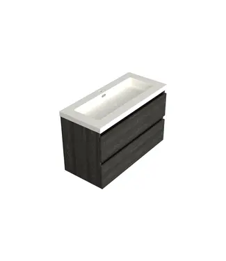 DutchLine Wastafelonderkast Lumiere Zwart Eiken - 100x45x58cm