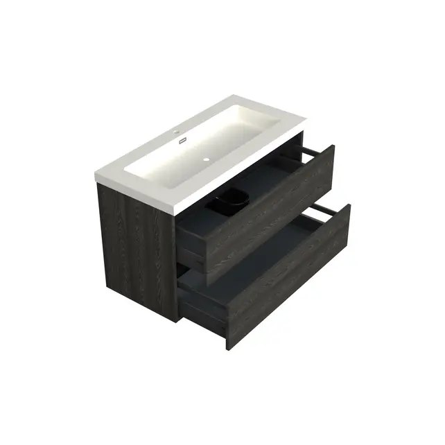 Wastafelonderkast Lumiere Zwart Eiken - 100x45x58cm