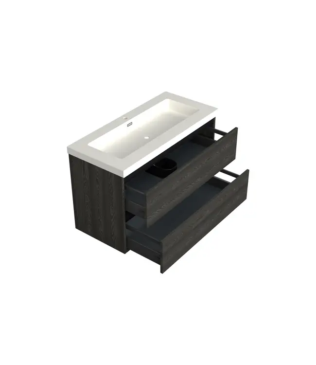 Wastafelonderkast Lumiere Zwart Eiken - 100x45x58cm