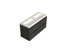 Wastafelonderkast Lumiere Zwart Eiken - 120x45x58cm - 2-uitsparingen