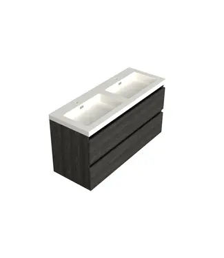 DutchLine Wastafelonderkast Lumiere Zwart Eiken - 120x45x58cm - 2-uitsparingen