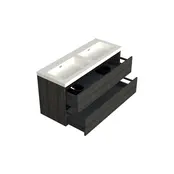 Wastafelonderkast Lumiere Zwart Eiken - 120x45x58cm - 2-uitsparingen