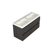 Wastafelonderkast Lumiere Zwart Eiken 4-lades - 120x45x58cm - 2-uitsparingen