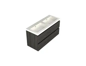 Wastafelonderkast Lumiere Zwart Eiken 4-lades - 120x45x58cm - 2-uitsparingen