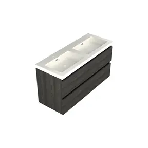 Wastafelonderkast Lumiere Zwart Eiken 4-lades - 120x45x58cm - 2-uitsparingen