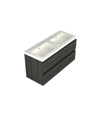 DutchLine Wastafelonderkast Lumiere Zwart Eiken 4-lades - 120x45x58cm - 2-uitsparingen