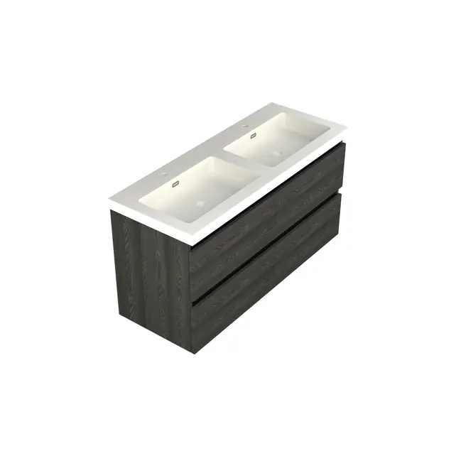 Wastafelonderkast Lumiere Zwart Eiken 4-lades - 120x45x58cm - 2-uitsparingen