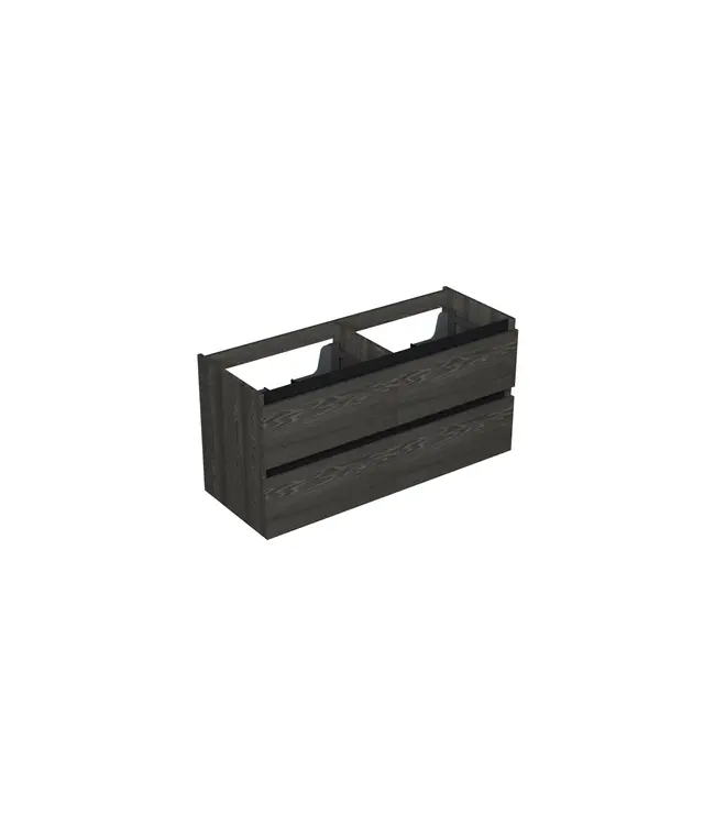 Wastafelonderkast Lumiere Zwart Eiken 4-lades - 120x45x58cm - 2-uitsparingen