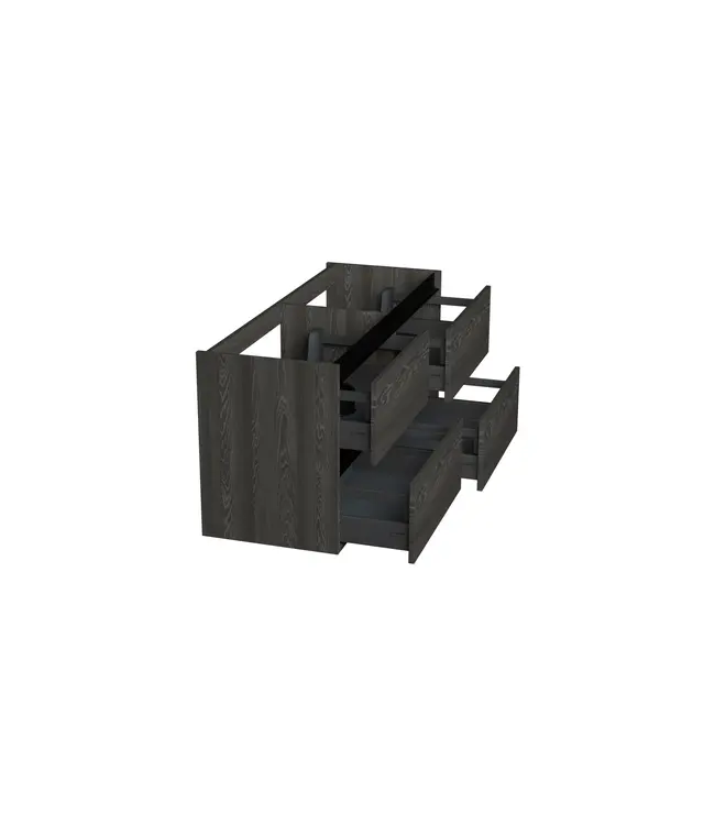 Wastafelonderkast Lumiere Zwart Eiken 4-lades - 120x45x58cm - 2-uitsparingen