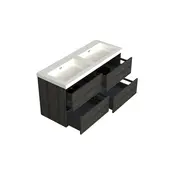 Wastafelonderkast Lumiere Zwart Eiken 4-lades - 120x45x58cm - 2-uitsparingen