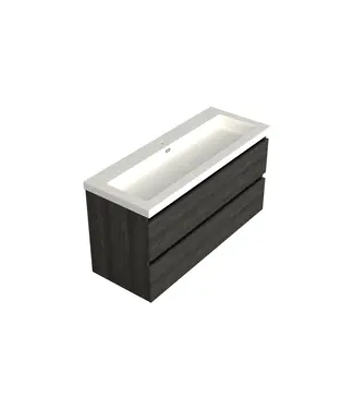 DutchLine Wastafelonderkast Lumiere Zwart Eiken Midden 1-uitsparing - 120x45x58cm