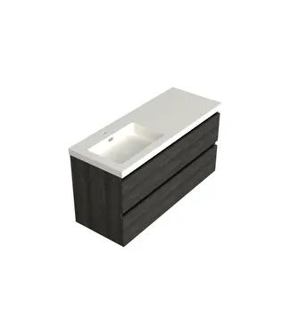 DutchLine Wastafelonderkast Lumiere Zwart Eiken Links 1-uitsparing - 120x45x58cm