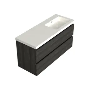 Wastafelonderkast Lumiere Zwart Eiken Rechts 1-uitsparing - 120x45x58cm