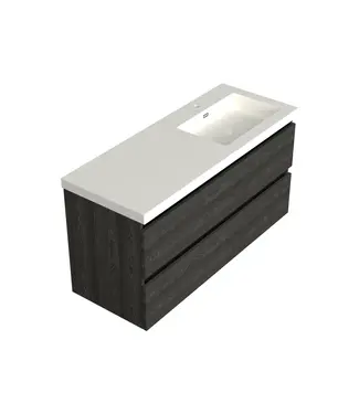 DutchLine Wastafelonderkast Lumiere Zwart Eiken Rechts 1-uitsparing - 120x45x58cm