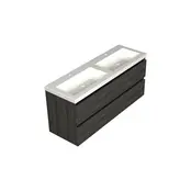 Wastafelonderkast Lumiere Zwart Eiken 4-lades - 140x45x58cm - 2-uitsparingen