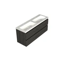 Wastafelonderkast Lumiere Zwart Eiken 4-lades - 140x45x58cm - 2-uitsparingen