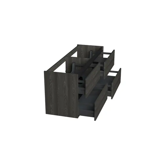 Wastafelonderkast Lumiere Zwart Eiken 4-lades - 140x45x58cm - 2-uitsparingen