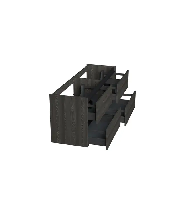 Wastafelonderkast Lumiere Zwart Eiken 4-lades - 140x45x58cm - 2-uitsparingen