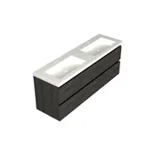 Wastafelonderkast Lumiere Zwart Eiken 4-lades - 160x45x58cm - 2-uitsparingen